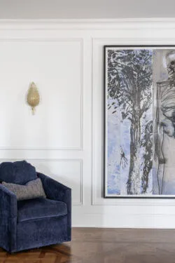 Luxury Home Gym with traditional millwork and modern artwork