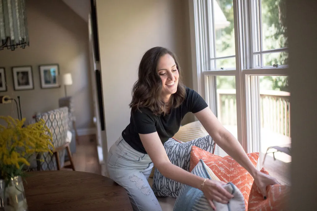 Designer organizing pillows