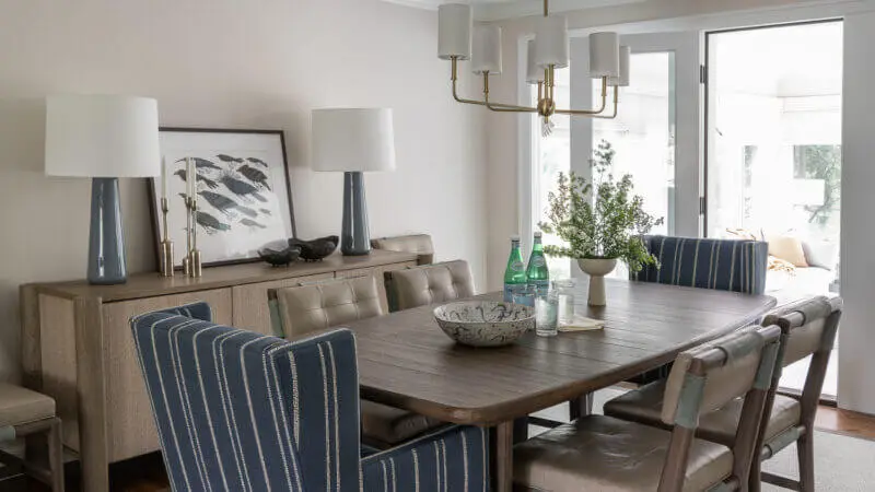 fuctional dining room with modern lighting and furnishings