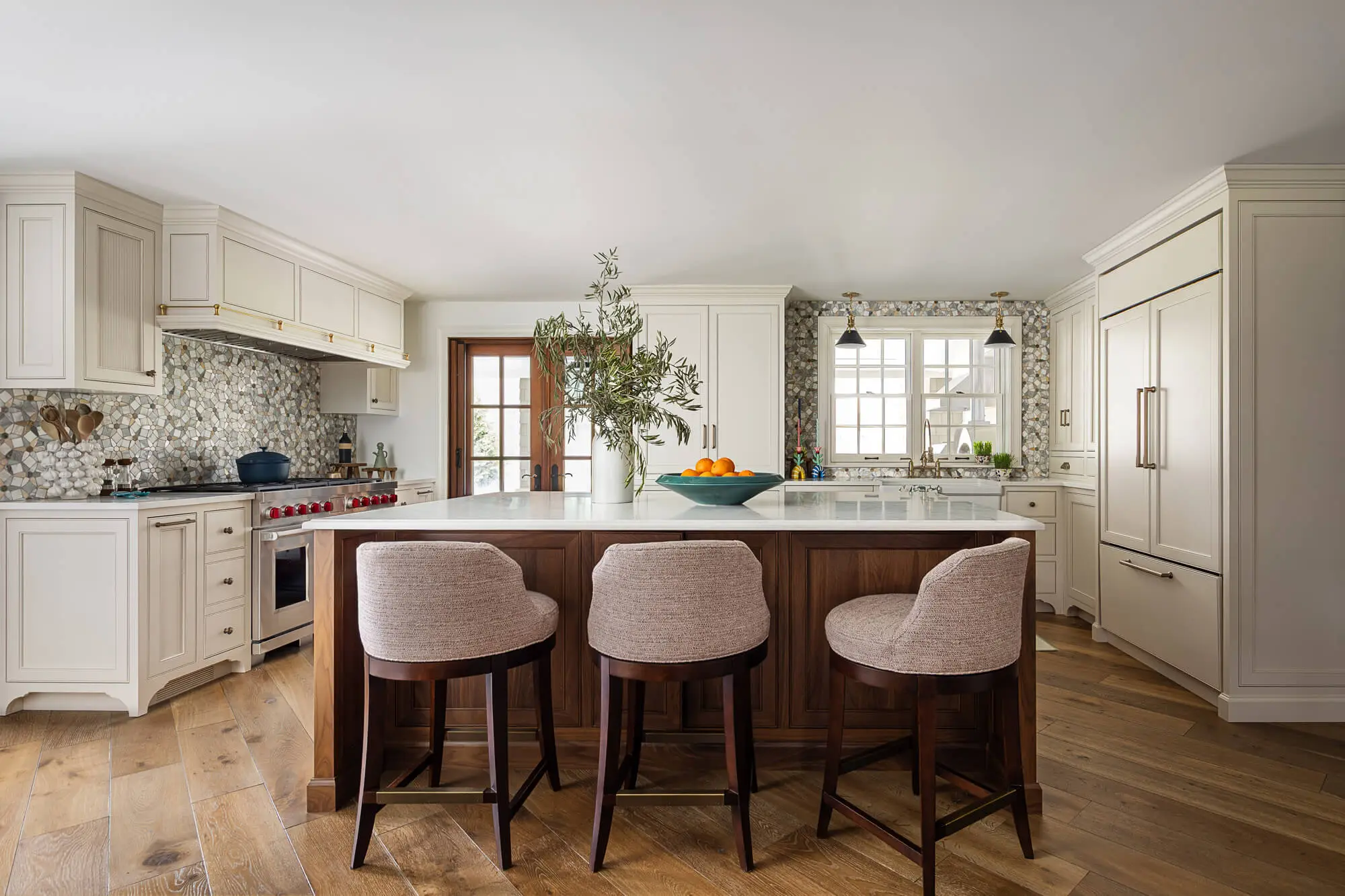 white and walnut kitchen remodel