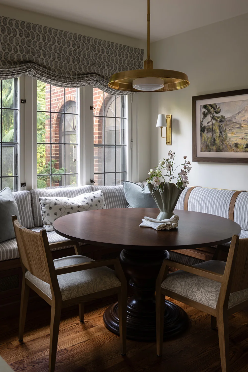 corner banquette seating nook in kitchen